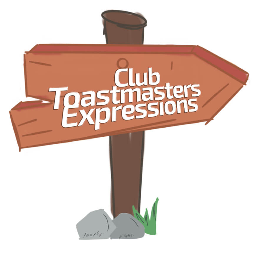 Panneau de direction vers de le Club Toastmasters Expressions